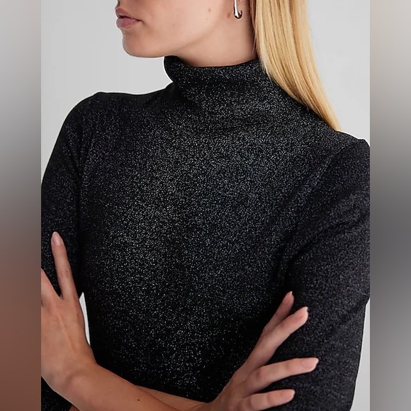 Express Fitted Shine Turtleneck Long Sleeve Sweater - Picture 4 of 9